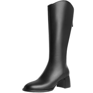 百丽女靴显瘦弹力靴冬季新款显瘦靴子骑士靴高跟长筒靴A2L1DDG3