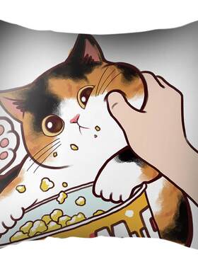 厂家直销客厅猫咪抱枕套PP棉卡通