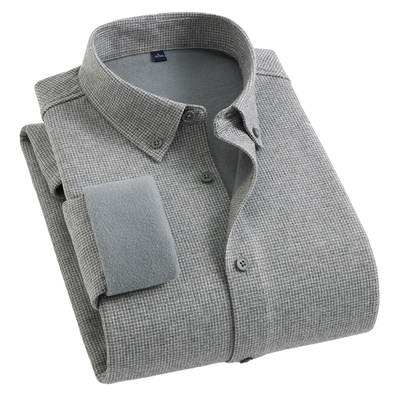 加绒加厚保暖磨毛纯棉长袖衬衫