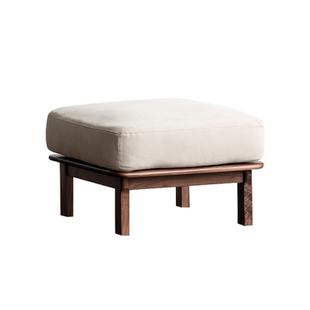 物应空息坐榻实木北欧布艺脚踏沙发凳换鞋凳贵妃榻棉麻可拆洗脚凳