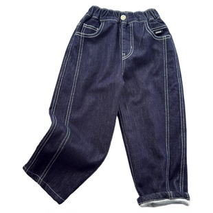 纯棉内衬~双层加厚~弹力牛仔裤 男童秋冬夹裤 环保印染 不易掉色