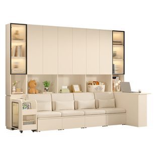 客厅沙发一体柜家用整墙沙发储物柜一体到顶书柜卡座柜子定制9F81