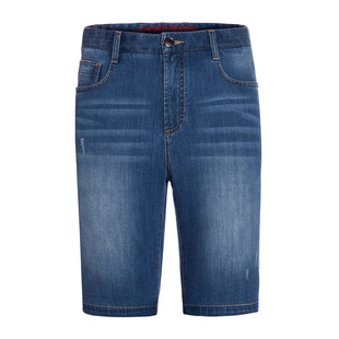 斯密特保罗夏季新款男士休闲中裤直筒修身弹力青年水洗五分牛仔裤