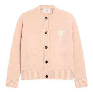 【季末甄选】Ami Paris 男女同款白色ADC羊驼毛混纺开衫 针织衫