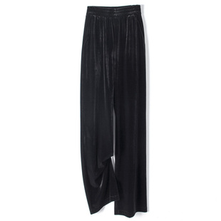 清仓金丝绒阔腿裤女窄版垂感春秋季新款小个子显瘦休闲直筒裤子