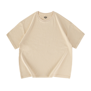 匹戏300g重磅宽松新疆棉大码短袖T恤男团体订做工作服定制五分袖