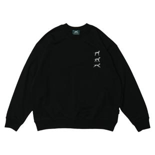 todaynowind 三只斑点狗刺绣 宽松圆领卫衣 秋冬休闲中性今日无风