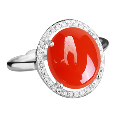 s925纯银戒指空托镶嵌女diy南红