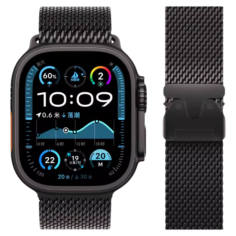 【钛金属伞式卡扣】Newyu适用Ultra3/2/1表带iwatch10苹果S10手表带S9米兰尼斯8钛金属男S7高级腕带女