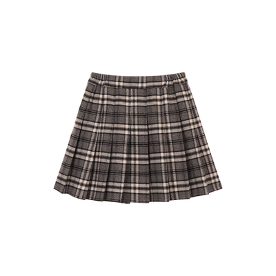 Amybaby女童格子毛呢百褶半身裙