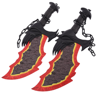 战神奎托斯混沌之刃黑刃全金属锁链刀火焰双刀cos道具1比1 未开刃
