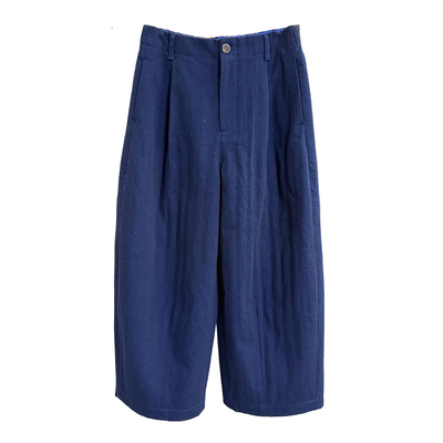 jin口料高腰牛仔夹棉九分气球裤