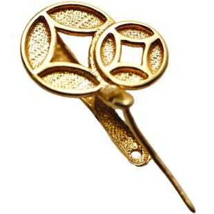 18K金扣头翡翠玉佩卡扣diy配件吊坠叩头玉吊坠瓜子扣蜜蜡挂件夹扣