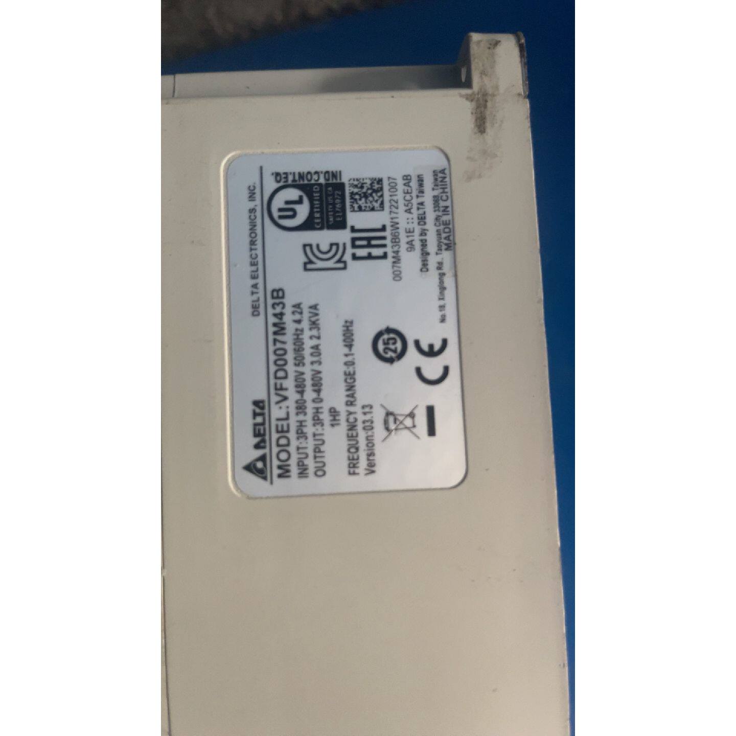 议价拆机台达VFD007M43B变频器,0.75千瓦,380V,
