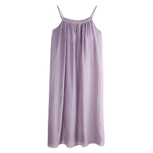 轩靓带胸垫性感纯欲睡裙女夏季薄款紫色睡衣莱赛尔天丝吊带超长裙