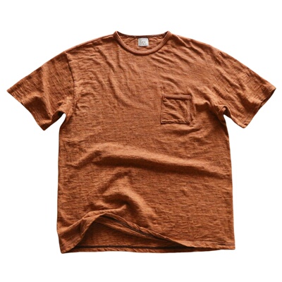 短袖T恤日本制造复古口袋圆领