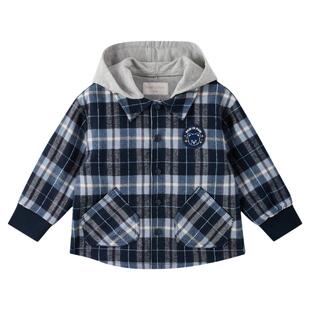PawinPaw卡通小熊童装25年秋冬新款男宝宝格子衬衫连帽外套