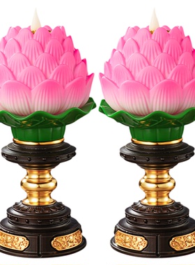 新款仿真电子莲花灯佛前供奉仙家长明充插电家用室内荷花灯电烛灯