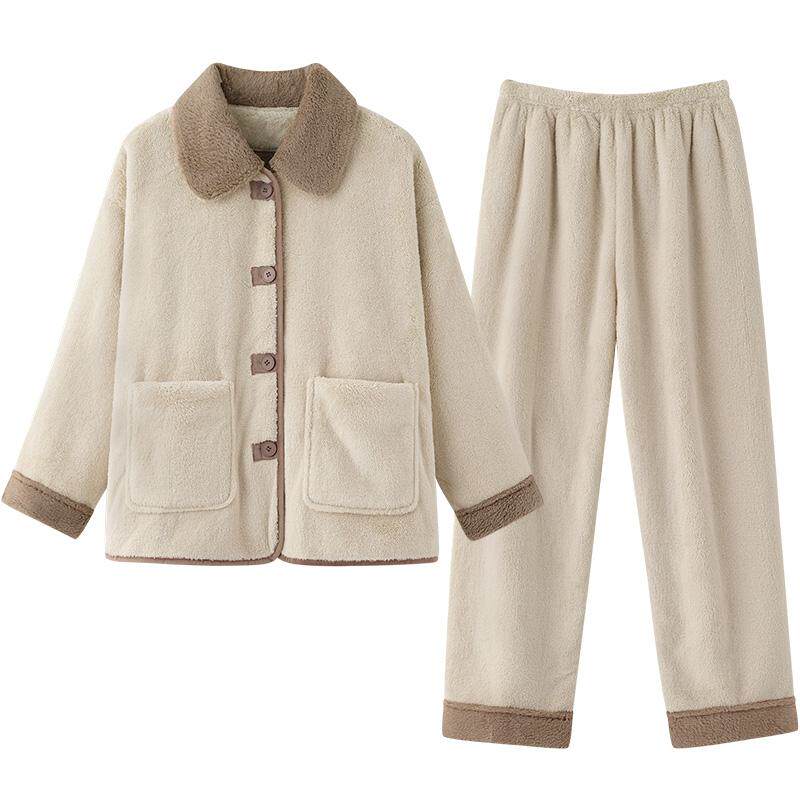 冬季2026新款加厚双面绒家居服女