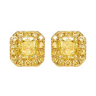 【新年礼物】ILCO尤珂「日光方糖」18K金钻石耳饰天然黄钻耳钉女