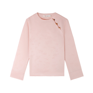 伊纳芙国风宽松提花长袖小衫女2025秋新款新中式气质别致盘口上衣