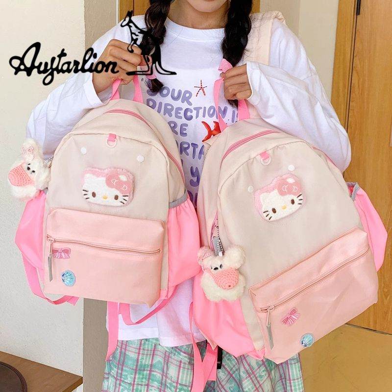 新款凯蒂猫多巴胺百搭双肩包粉色卡通背包女孩可爱少女心软萌书包