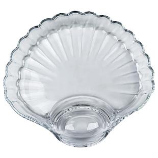 饺子盘子带醋碟家用玻璃水饺盘高颜值专用分格贝壳菜盘创意水果盘