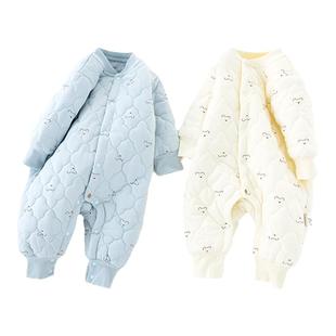 麦拉贝拉棉连体哈衣婴儿秋冬季男女宝宝护肚保暖小熊和尚爬服装