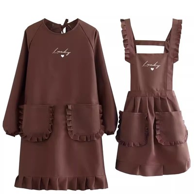 长袖围裙萌俊家用韩版洋气印字