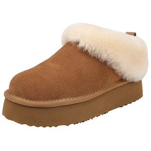 红粉知己2025冬新款复古不累脚真皮加绒保暖雪地靴女厚底增高棉鞋