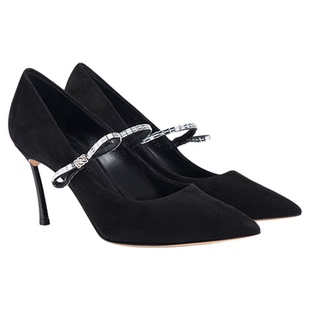 CASADEI/卡桑蒂【12期免息】新品 蝴蝶结羊皮绒面细跟高跟鞋