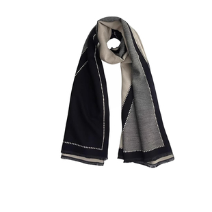 卡兰薇2025新款双面仿羊绒围巾女披肩秋冬季拼色加厚两用长款围脖