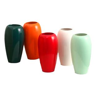 简约仿陶瓷树脂花瓶银柳干花发财果仿真花插花瓶桌面客厅装饰摆件