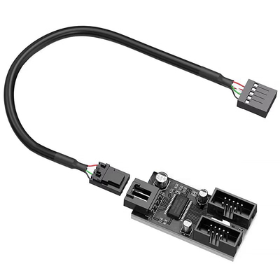 主板USB2.0 9PIN转双9PIN接口9针转双9针一分二扩展HUB集线器