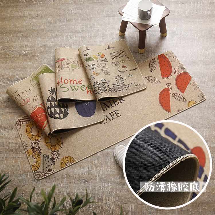 亚麻厨房橡胶地垫吸水防滑防油吸油浴室脚垫门口进门垫舒适
