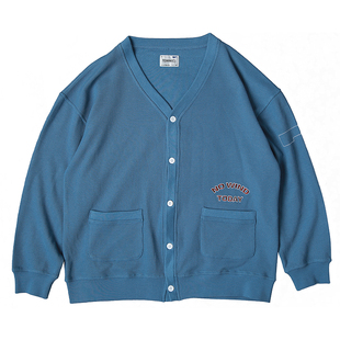 todaynowind 华夫格面料卫衣开衫 刺绣薄款宽松v领长袖纯色秋冬季