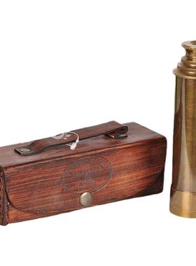 进口黄铜单筒手持可伸缩望远镜欧式古典美式办公室会所样板间摆设