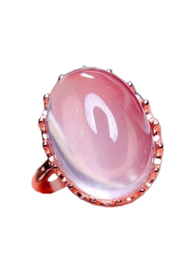 天然戒指吊坠粉水晶日韩女