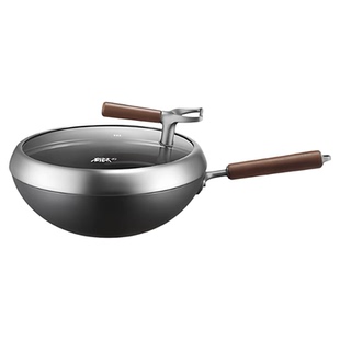 苏泊尔有钛无涂层铁锅家用炒菜锅不粘锅正品钛铁平底炒锅燃气专用