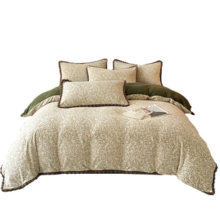 南方寝饰冬季烂花牛奶绒四件套亲肤保暖毛绒被套床单床上用品套件