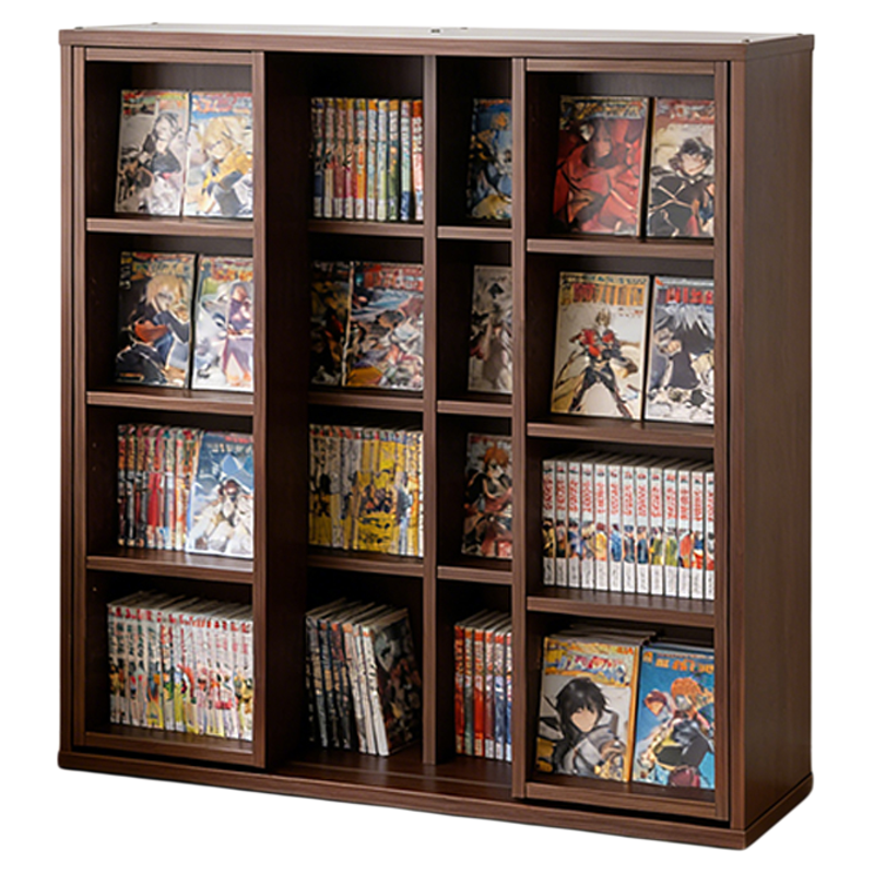 日式漫画滑轨书柜双层移动书架简约陈列展示架卧室多层置物收纳柜