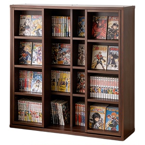 日式漫画滑轨书柜双层移动书架简约陈列展示架卧室多层置物收纳柜