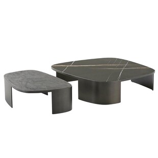 Poliform意式轻奢极简进口岩板客厅天然大理石茶几边几组合Koishi