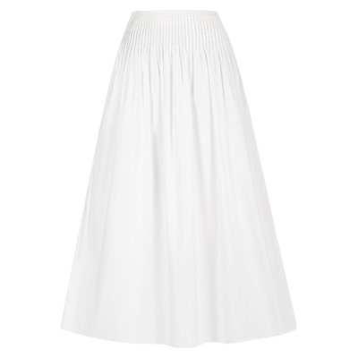 新疆棉混纺手工褶皱及踝散摆半裙