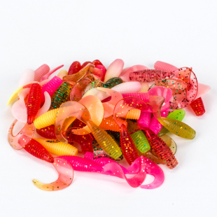 路亚饵2.5cm超小微物迷你卷尾蛆软饵青条鳜鱼黑头鲈鱼软饵假鱼饵