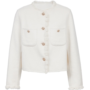 Vero Moda毛呢大衣2025冬季新款含绵羊毛双面呢毛边外套32544T001