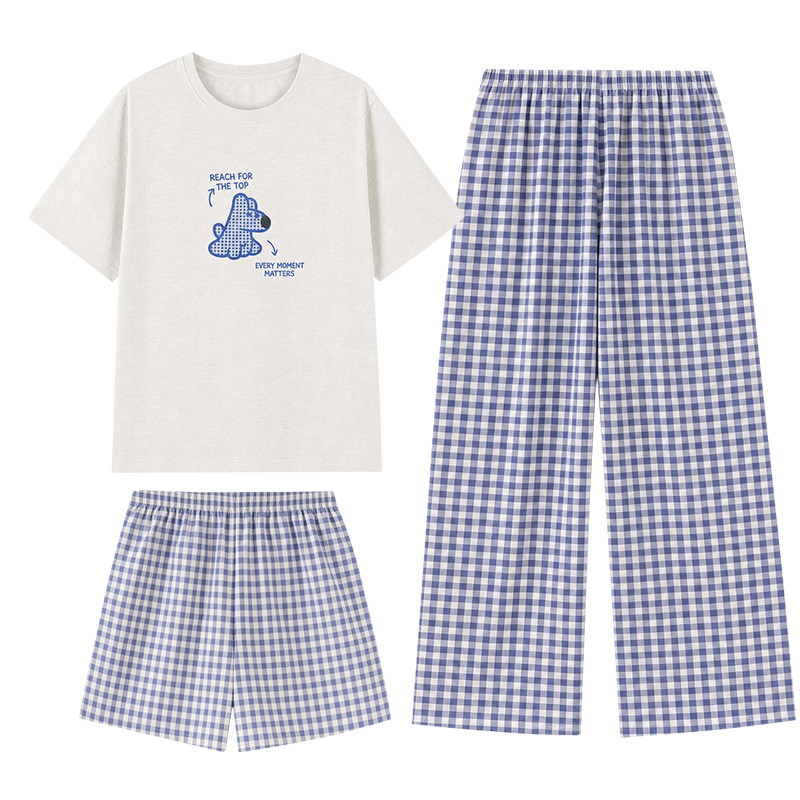 卡之恋夏季女款睡衣短袖三件套
