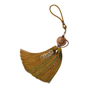 天然开口葫芦挂件黄铜五帝钱门对门葫芦挂饰品可打开内置朱砂心经