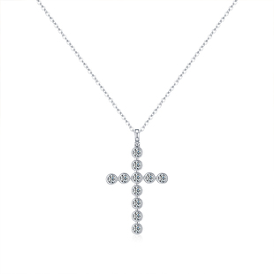 MODIAN摩典VVSI净度莫桑钻S925纯银高级感满钻十字架项链锁骨链