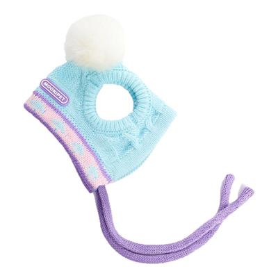 mookipet宠物秋季提花露耳毛线帽